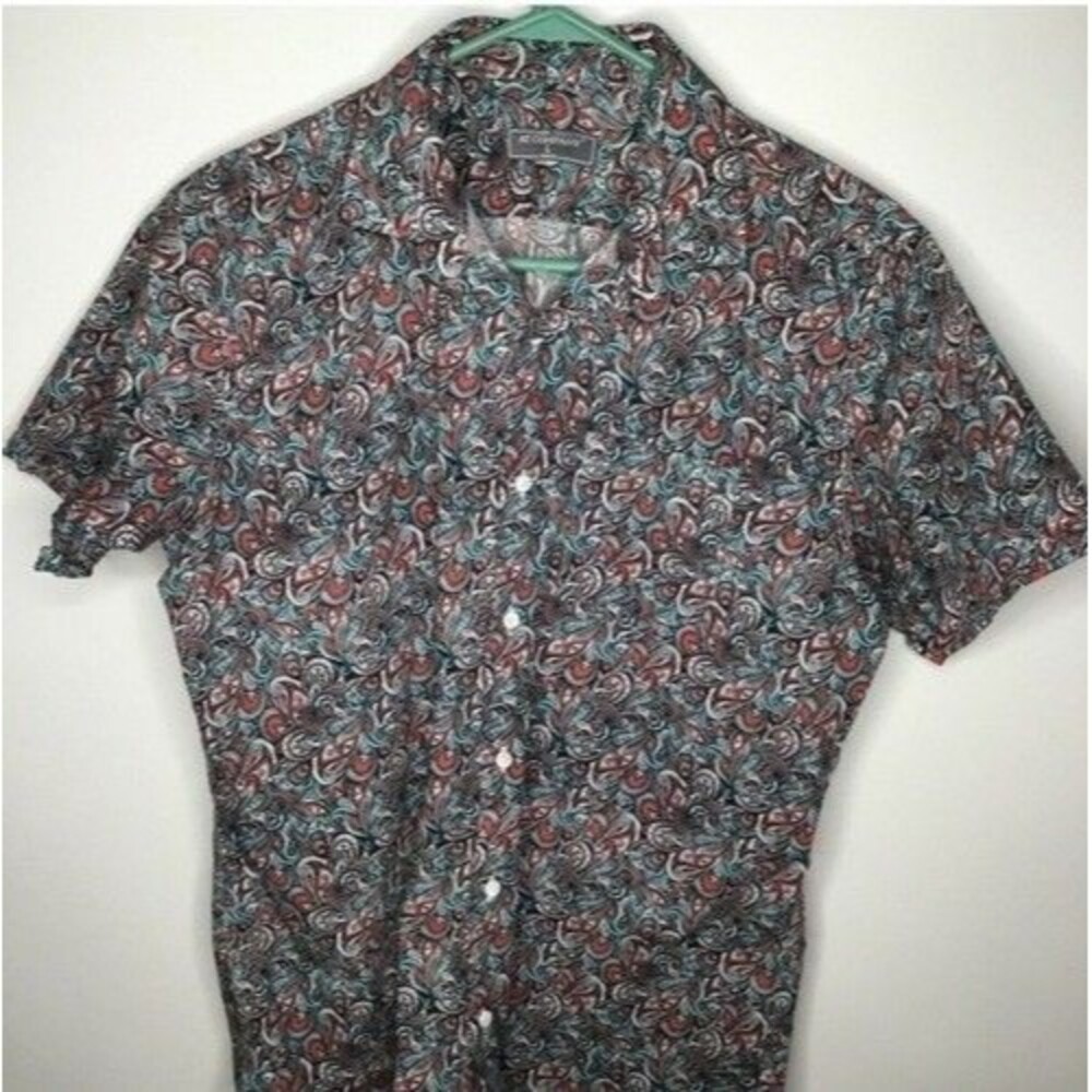 VTG Armand Thiery Paisley 100% Cotton Button Up Short Sleeve Shirt Men Size L